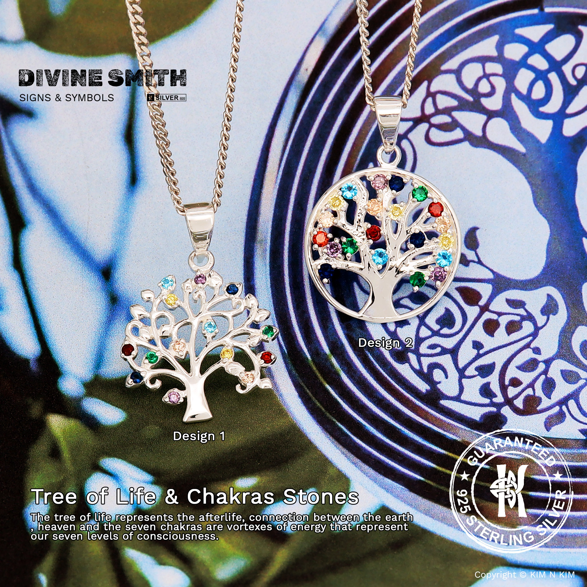 7 Chakra Pendants – Tree of Life – Au Crystals