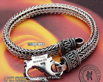 Handmade Sterling Silver Dragon Bracelet: Snake Weave Viking Style