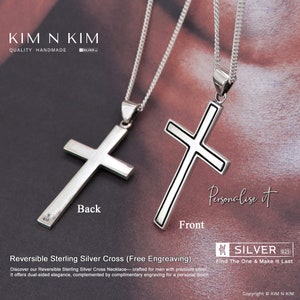 Reversible Sterling Silver Cross Pendant Necklace