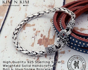 Oxidized Sterling Silver Snake Bracelet: Unisex Bali Java Design