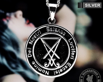 Sigil of Lucifer Pendant Necklace: Sterling Silver Satan Devil Amulet