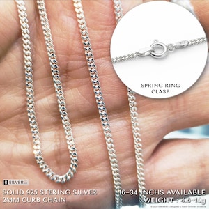 Sterling Silver Curb Chain Necklace: Strong 2mm Unisex Design