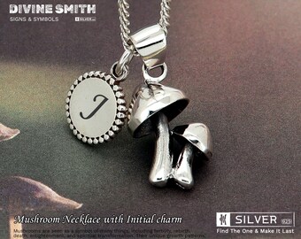 Mushroom Necklace, Mushroom Necklace Silver, Initial Necklace, Personalised Jewellery, Magic Necklace, Quality Handmade Silver- KIM N KIM