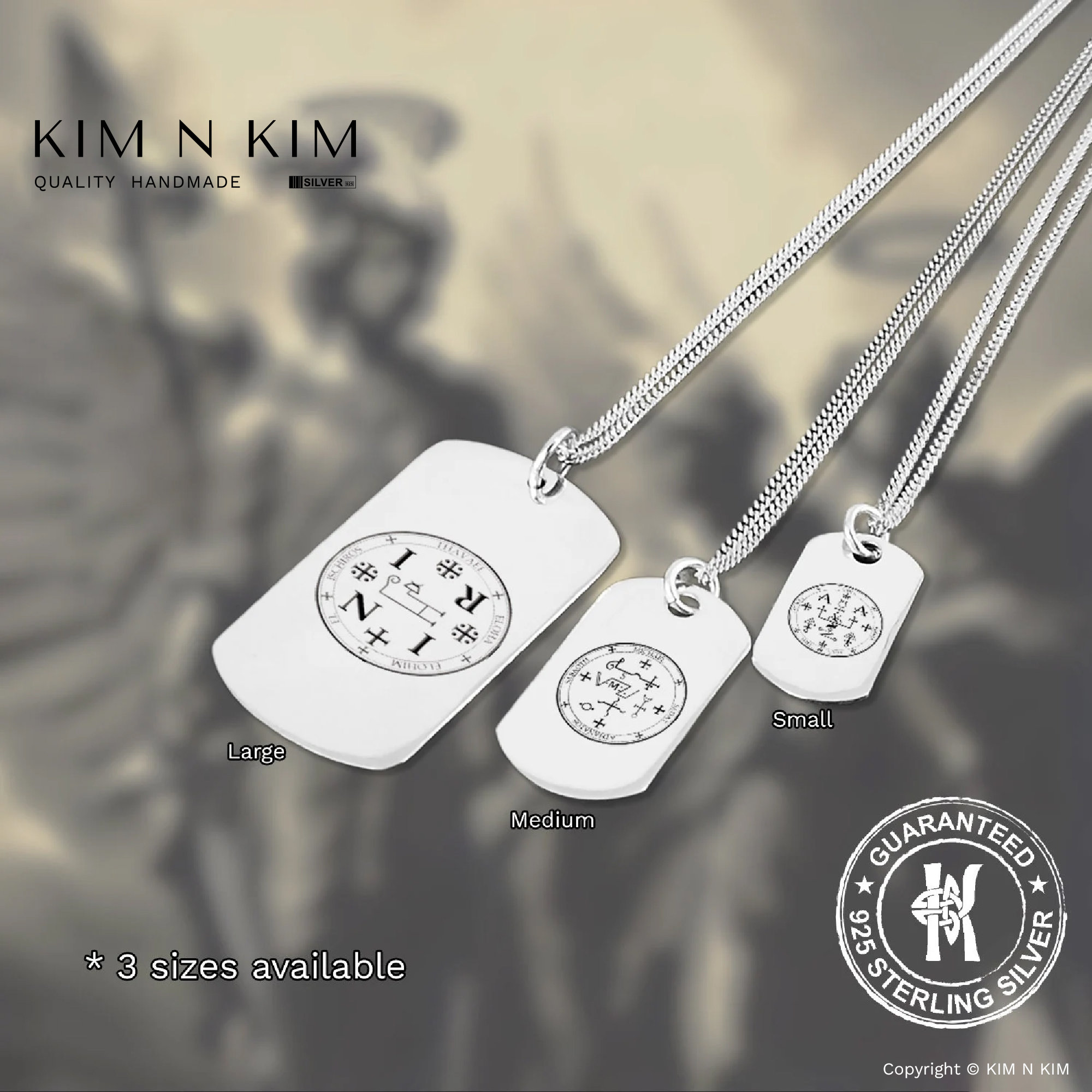 Archangel Seal Necklace: Sterling Silver Dog Tag Pendant - Etsy