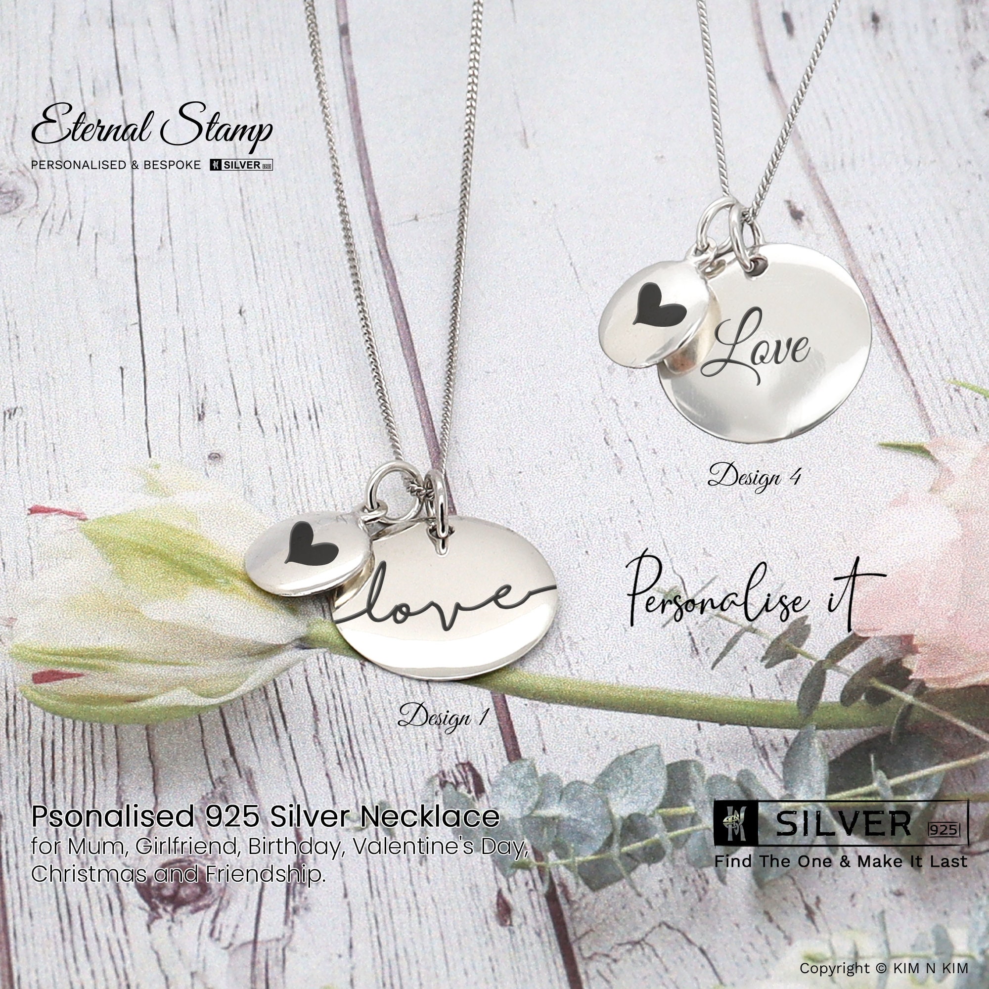 Silver Love Necklace Personalised Love Necklace Heart Necklace Gift for Her Girlfriend Friendship Valentine s Gift Birthday Gift KIMNKIM