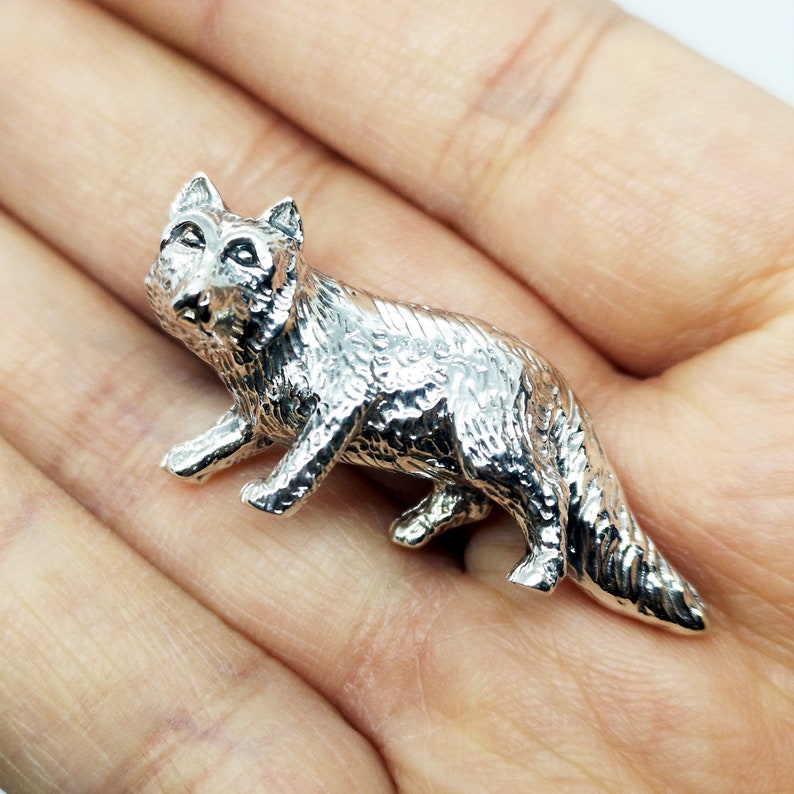 925 Sterling Silver Miniature Fox Animal Figurine Ornament / Etsy