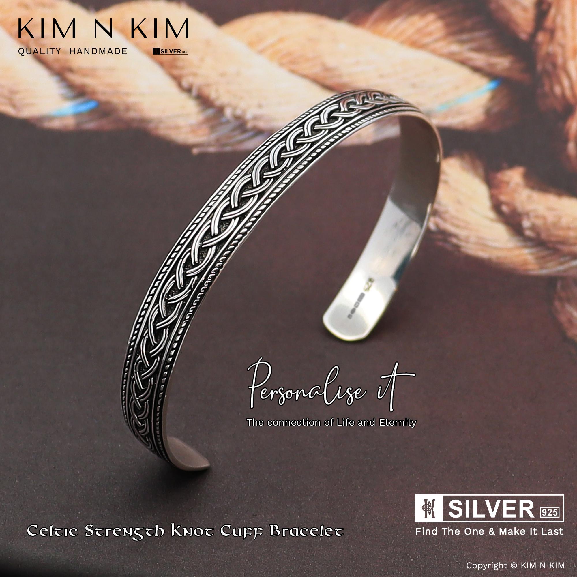 Personalized Celtic Knot 925 Sterling Silver Cuff Bracelet - Etsy