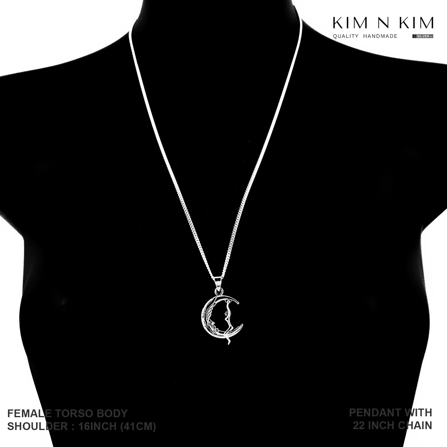 Sterling Silver Lady on the Moon Pendant Necklace - Etsy