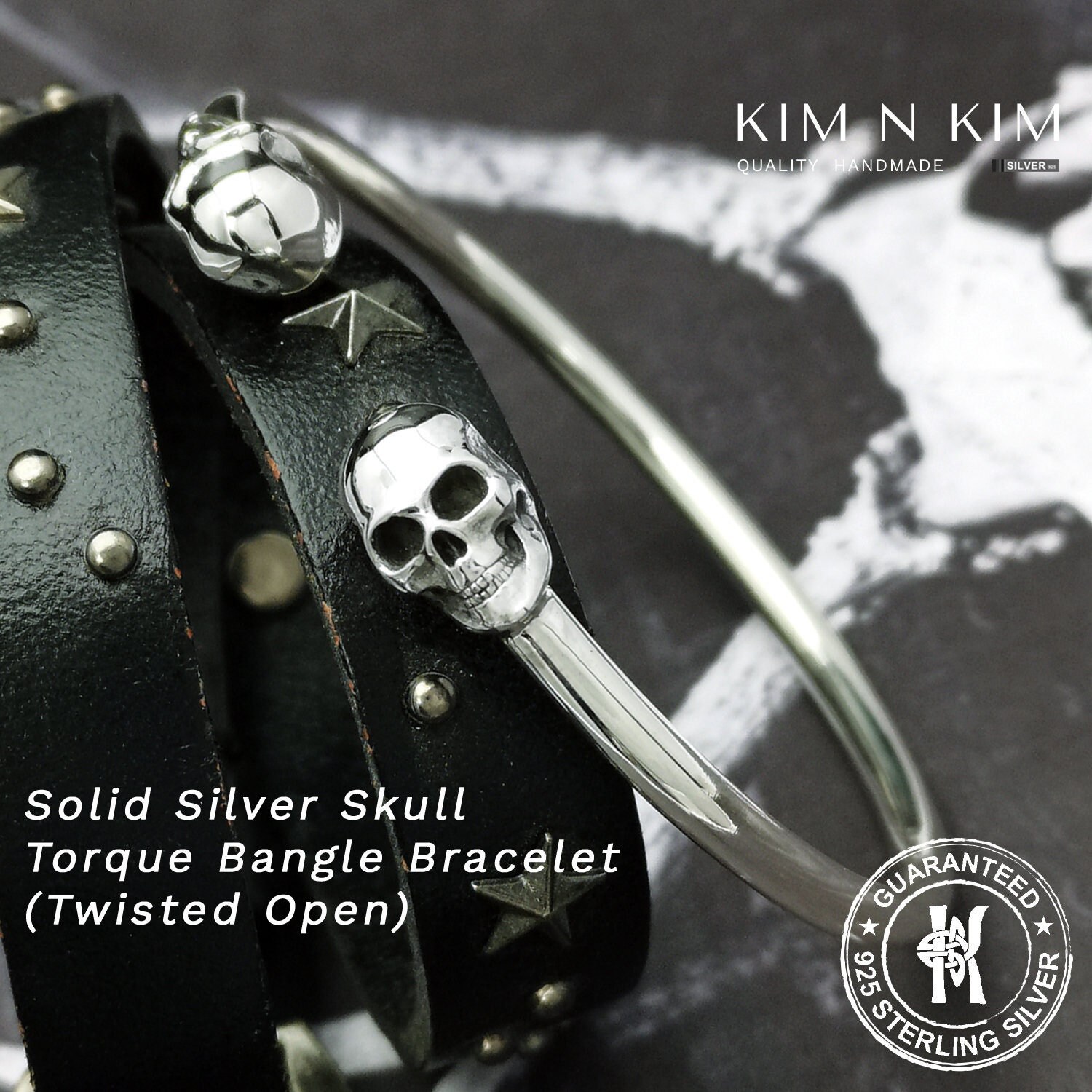Sterling Silver Skull Torque Bangle: Handmade Twisted Bracelet - Etsy