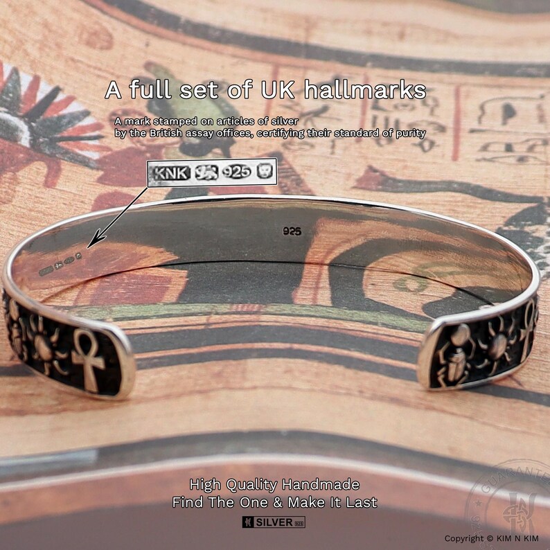 Egyptian Cuff Bracelet, Ankh Silver Bracelet, Eye of Horus Jewellery