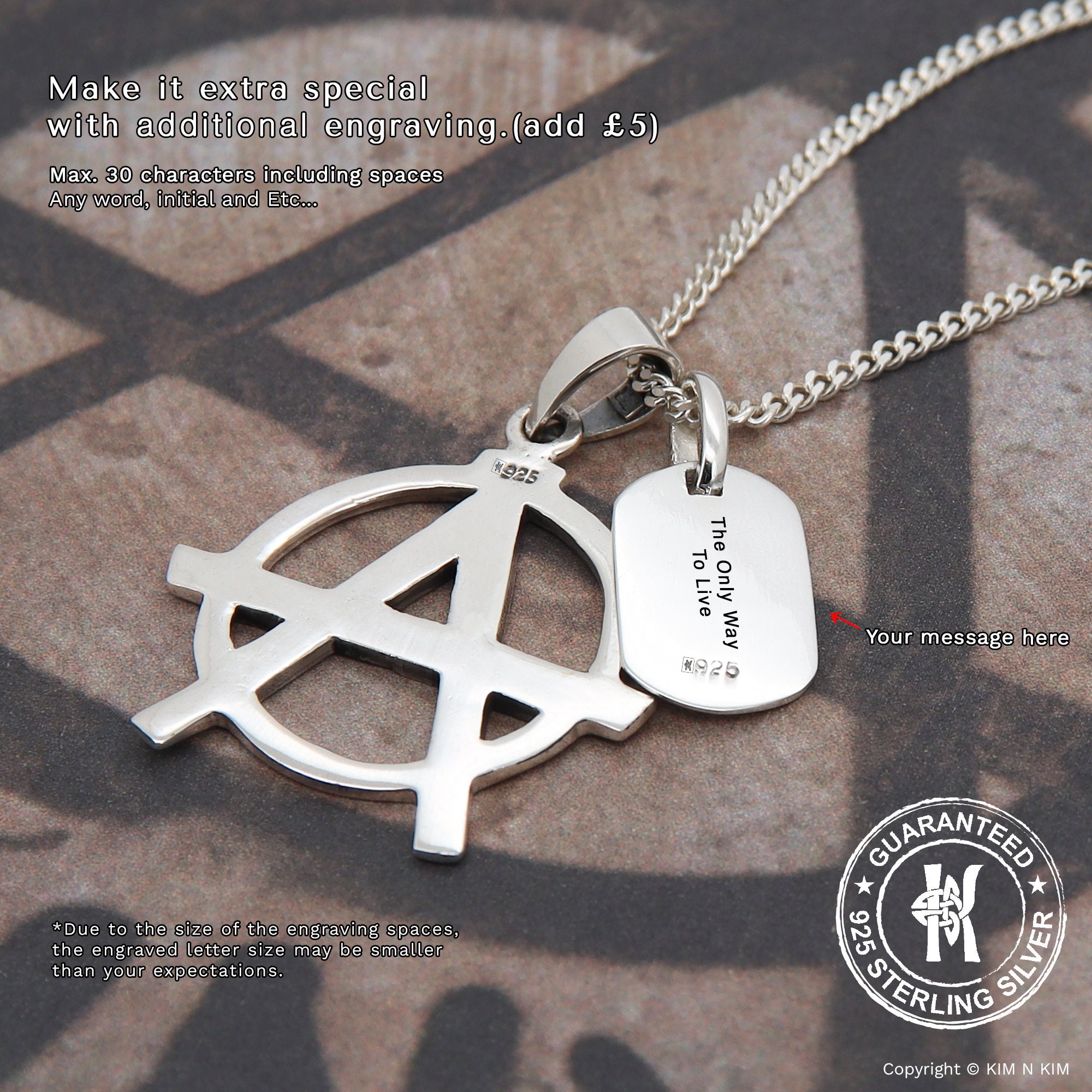 Sterling Silver Anarchy Pendant Necklace With Dog Tag - Etsy