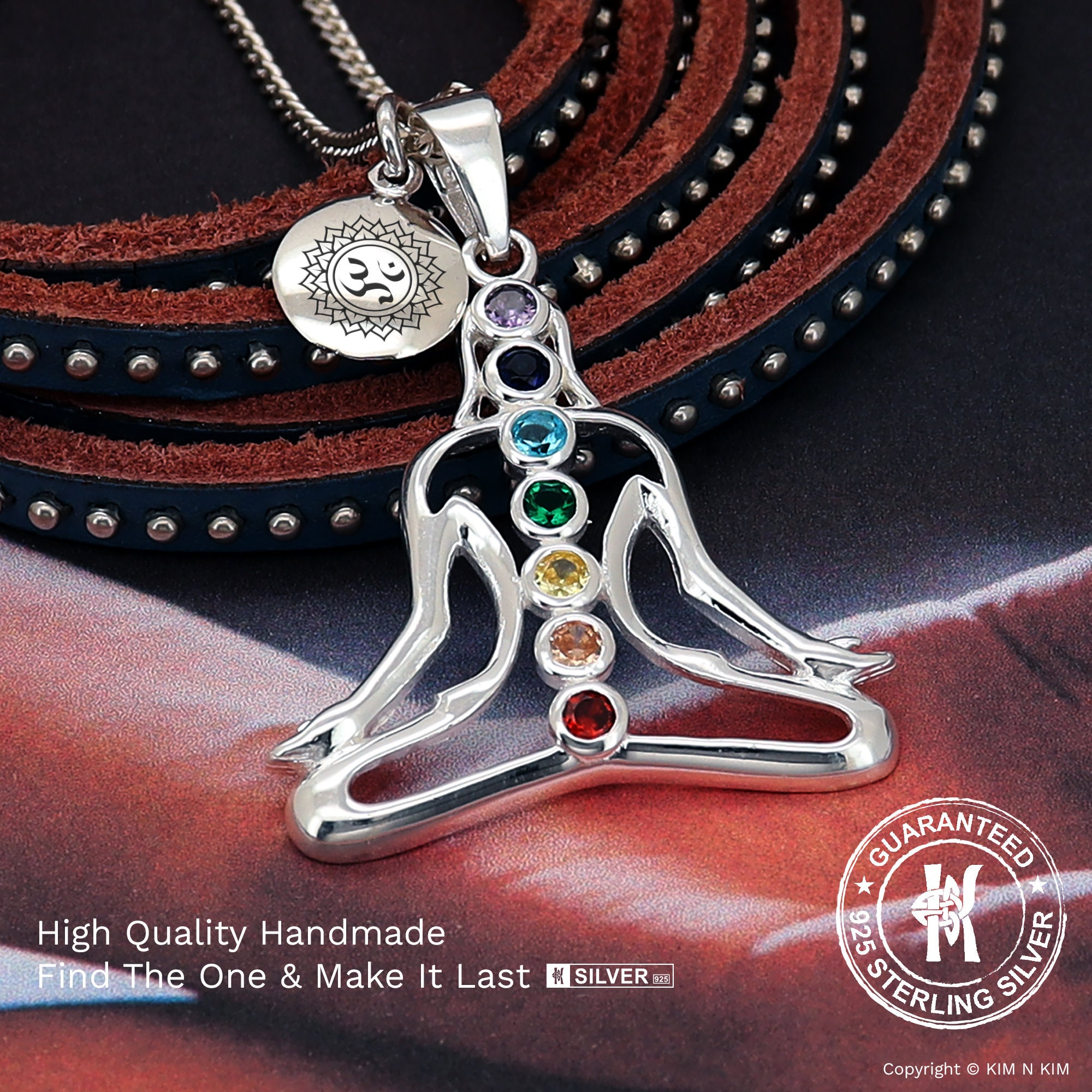 Sterling Silver Seven Chakra Pendant: Meditation Necklace - Etsy 日本