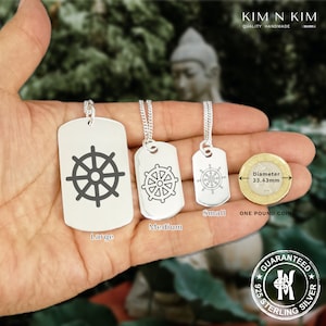 Personalised Dharma Wheel  Pendant Necklace, Dharmachakra Pendant, Wheel Of Dharma Necklace, Buddhist Jewellery, Religious Gift - KIMNKIM