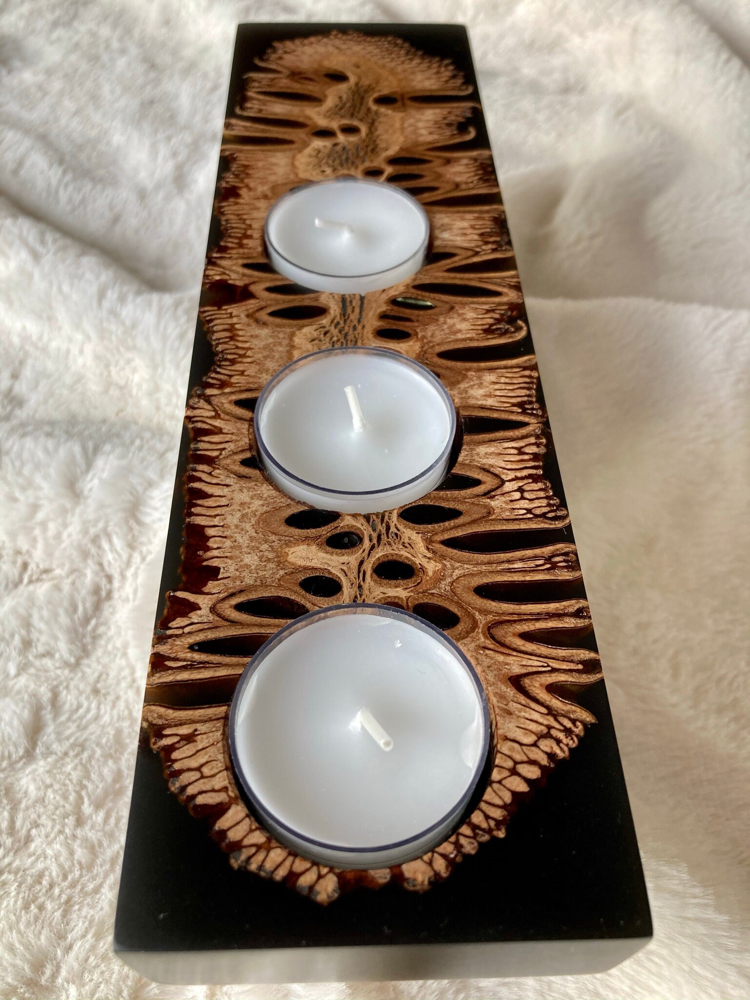 Candle Holder Epoxy Resin and Banksia Pod With Tealights. Etsy