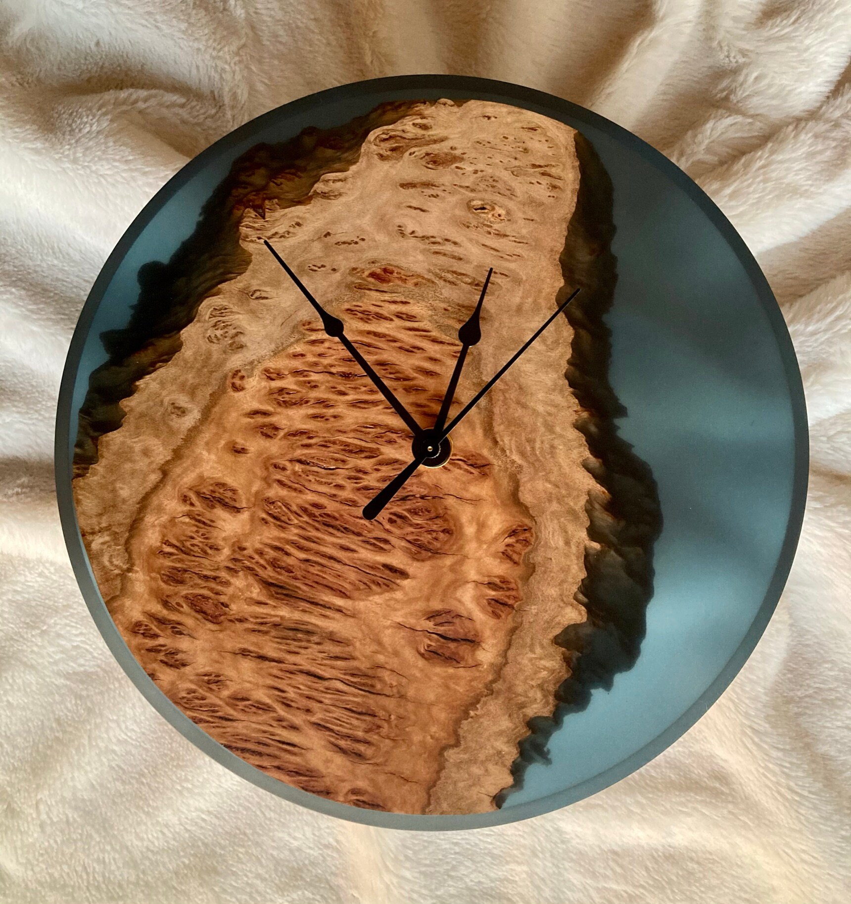 Epoxy resin and Burl wood clock handmade with Australian Etsy