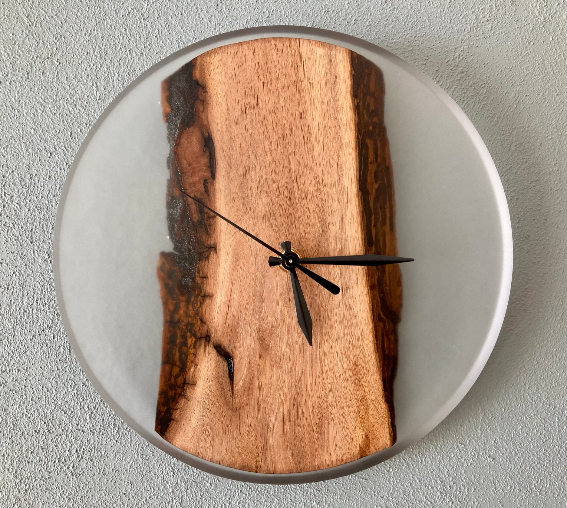 Wood Wall Clock Resin Epoxy and Walnut Handmade Unique Etsy