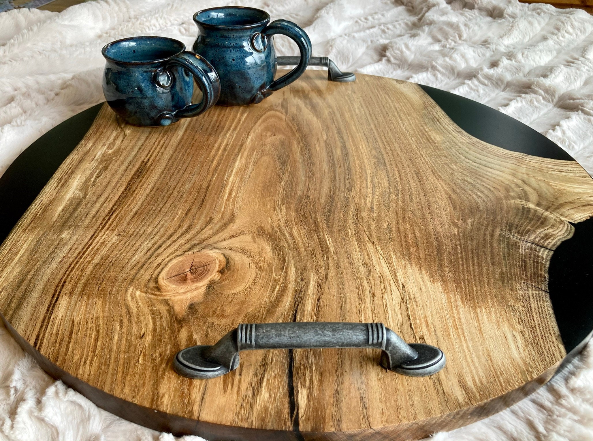 Wood Serving Tray / Epoxy Resin and Locust Wood 18 Round Etsy Ireland