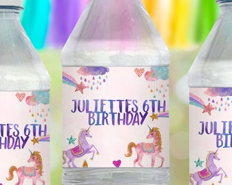 Editable Unicorn Water Bottle Labels Pink Magical Unicorn Water Bottle Wraps Unicorn Birthday Girl Unicorn Party Decor Printable Corjl 103