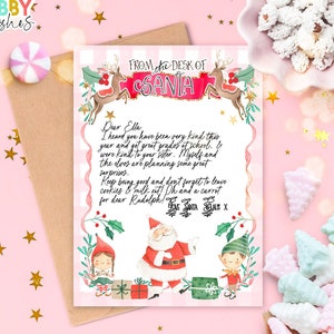 EDITABLE Official Letter from Santa Claus North Pole Mail Pink from Santa Printable Template  Christmas Eve Box Instant Download Corjl 033