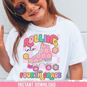 Rolling into 4th Grade sublimation, Fourth grade, PNG File for Sublimation, DTG, fourth Grade Sublimation, School Designs, Back to School
