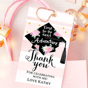 Pretty Graduation 2023  Favor Tag Template, Editable Simple Graduate Tag, Printable Grad Party Gift Tag, Instant download, Corjl 124