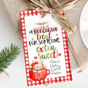 Printable Hot Cocoa Christmas Gift Tag, Hot Chocolate treat for Someone Sweet Tag ,Hot chocolate Gift Tag, Cocoa tag printable, Corjl 040