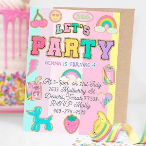 Editable Birthday Party Invitation Stoney Clover Lane Varsity Patch Party  Girls Birthday Party Party Instant Download Printable Corjl 128