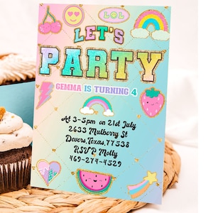 Editable Birthday Party Invitation Stoney Clover Lane Varsity Patch Party  Girls Birthday Party Party Instant Download Printable Corjl 129