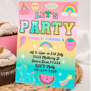 Editable Birthday Party Invitation Stoney Clover Lane Varsity Patch Party  Girls Birthday Party Party Instant Download Printable Corjl 130