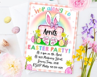 Easter party Invitation, Editable Easter Invitation, Easter Bunny Invite,Easter Party Invite. Easter Invite, Easter Printable Corjl 080