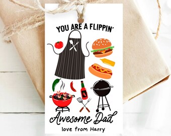 Printable Happy Father's Day Gift Tag, Editable Father's Day Gift Tag, BBQ Grill Cookout, Dad BBQ, Dad grill, Instant download, Corjl 110
