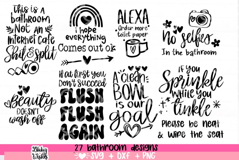 Bathroom SVG Bundle, Funny Bathroom SVG, Bathroom Signs, svgs, Restroom svg, Bathroom Quote, Potty Dance svg, Farmhouse svg, Cut File Cricut image 3