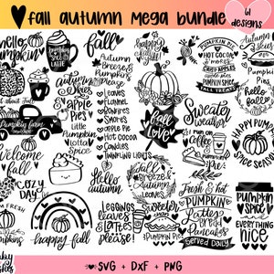 Pacote svg de outono, svg de outono, svg de outono feliz, pacote svg de outono, PNG, SVG de abóbora, designs Svg de outono, sinal de outono, Cut Cricut, Silhueta, PNG