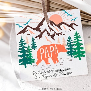 Papa ours fête des pères étiquette cadeau faveurs Tag papa grand-père merci étiquette bonne fête des pères modifiable téléchargement imprimable Corjl 121