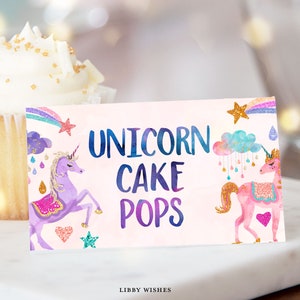 Etiquetas de comida de unicórnio editáveis, nome de unicórnio, cartão de tenda, festa, decoração de festa de aniversário, unicórnio, decoração de festa para impressão, corjl 103