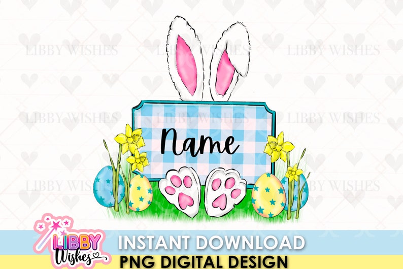 Easter Bunny Name Sublimation Png File for Kids Boys Blue - Etsy