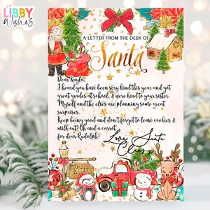 Carta Oficial EDITABLE de Santa Claus Carta de Correo del Polo Norte de Santa Plantilla Imprimible Caja de Nochebuena Descarga Instantánea Corjl 030