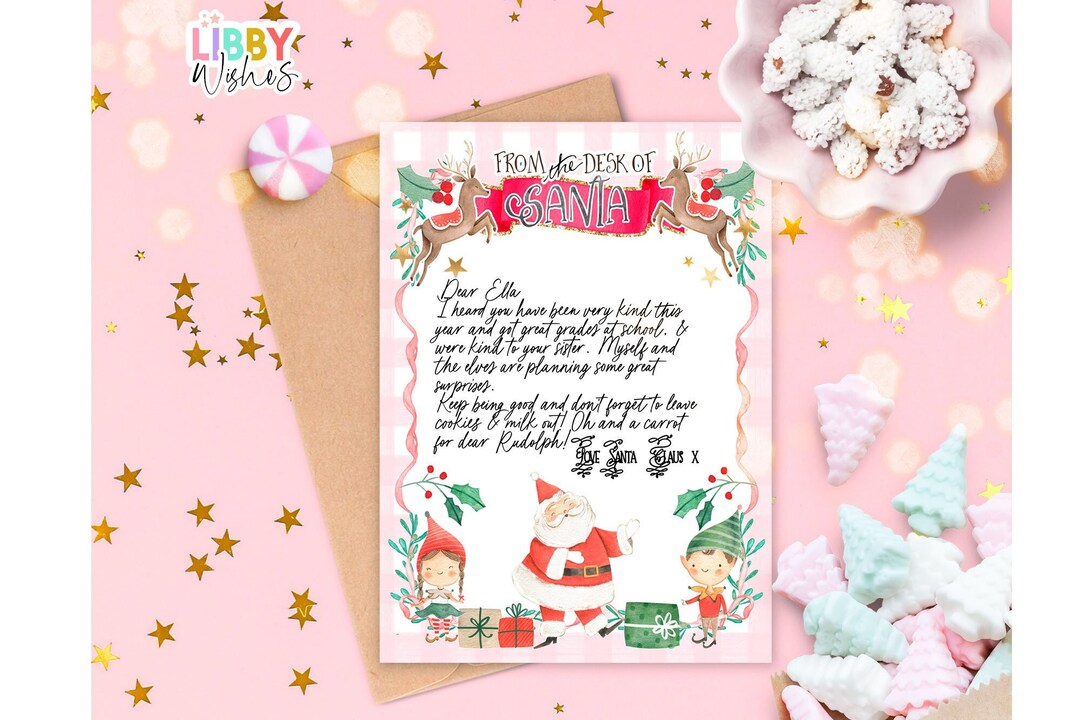EDITABLE Official Letter From Santa Claus North Pole Mail Pink From ...