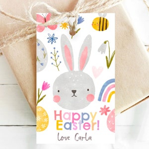 Bearbeitbare Osterfestlichkeit druckbare Tags, druckbare Ostergeschenk-Tags, druckbar, bearbeitbare Osterplätzchen-Tags, Ostern-Tag personalisieren Corjl 095