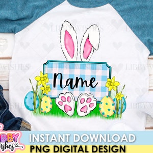Easter Bunny Name Sublimation Png File for Kids, Boys Blue , Children's ...