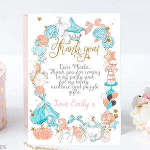 Editable Princess Royal Princess thank you,  Birthday Cinderella,  Instant Editable File thank you notes, Template thank you Corjl 782