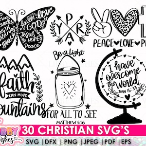 Christian Svg Bundle, Faith Svg, Religious Svg, Bible Verse Svg, Christian Svg, God, Jesus, Scripture, Svg Files for Cricut, Cut files