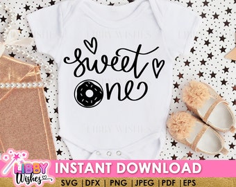 Sweet One Donut SVG,  Vinyl Baby One sweet girl SVG, 1st Birthday Donut party cut file, First birthday cutting file for Cricut  png dxf eps