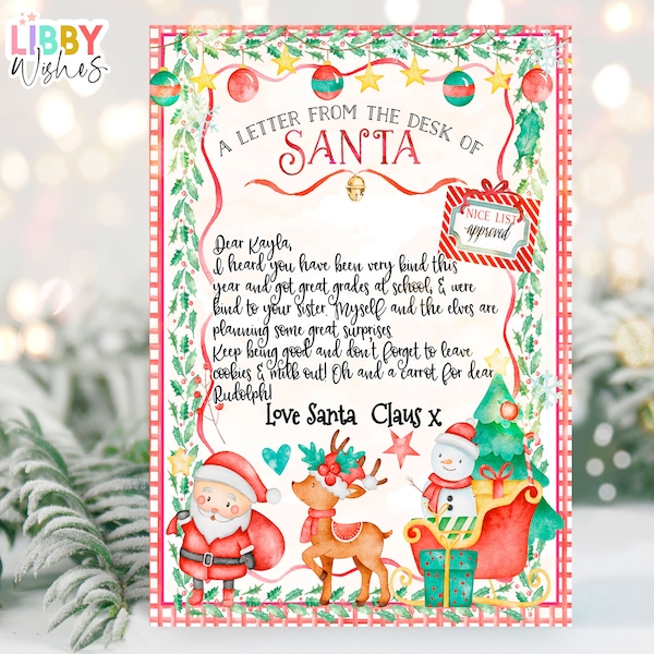 EDITABLE Official Letter from Santa Claus North Pole Mail Letter from Santa Printable Template  Christmas Eve Box Instant Download Corjl 029