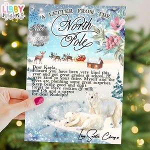 Carta oficial EDITABLE de Santa Claus Carta de correo del Polo Norte de Santa Plantilla imprimible Caja de Nochebuena Descarga instantánea Corjl 026