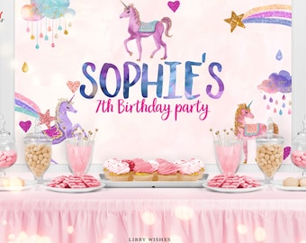 Editable Unicorn Backdrop Banner Unicorn Birthday Party Girl Magical Party Decor Welcome Sign Download Template Printable Corjl 103