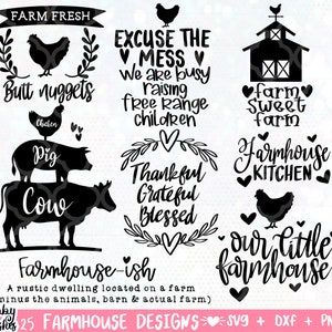 Ferme svg bundle, farmhouse sign svg, cuisine ferme svg, fichier coupé, citations de ferme svg bundle, décoration intérieure svg designs, ferme svg