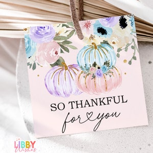 Thankful for you tag, Thanksgiving tag,  Square tag, , Printable cookie tag, Instant download  TG07