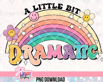 Un poco dramático Retro PNG, archivo de sublimación, arco iris, divertido, groovy, suroeste, occidental, vintage, retro, hippie