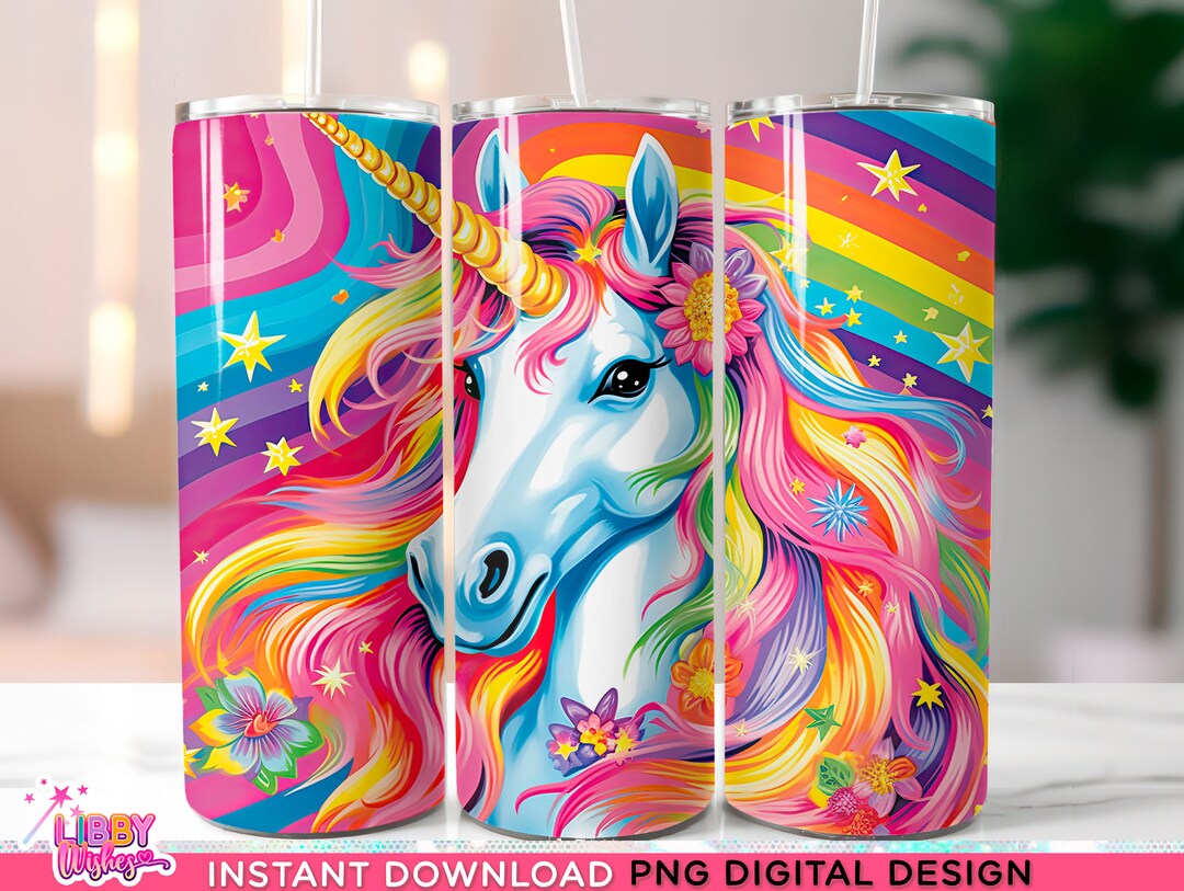 Unicorn Rainbow 20 Oz Skinny Tumbler Sublimation Design Digital ...